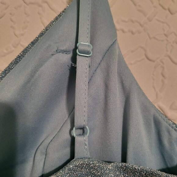 Ever-Pretty Lt Blue Sparkly Spaghetti Strap Short A Line Cocktail Dress Size 6 - Picture 9 of 11